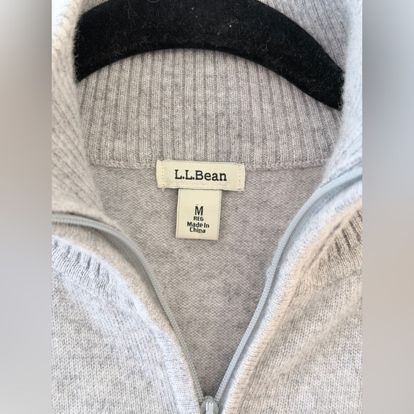 LL Bean 100% Cashmere Full Zip Gray Sweater - Men’s Medium - Picture 3 of 5